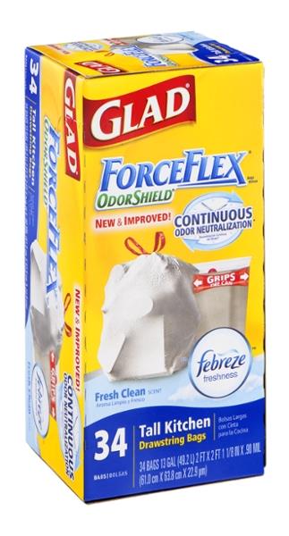 ForceFlexPlus OdorShield Tall Kitchen Drawstring Trash Bags by Glad®  CLO78564