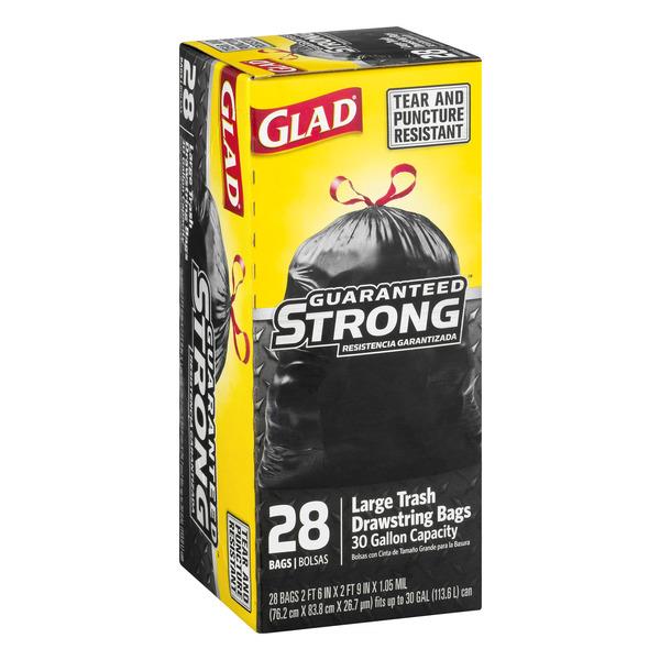 Glad Guaranteed Strong Large Trash Drawstring Bags 30Gal HyVee