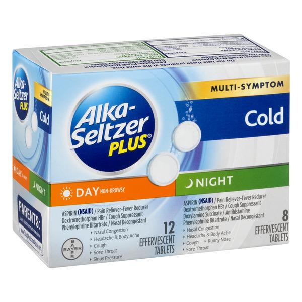 Alka-Seltzer Plus Multi-Symptom Cold Day & Night Effervescent Tablets ...