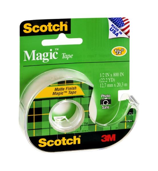 Scotch Magic Tape Matte Finish 1/2 Inch x 800 Inch - Each