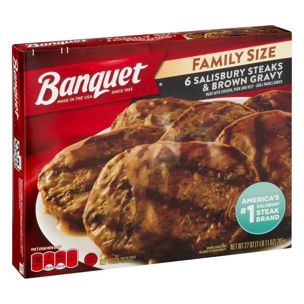 Banquet 6 Salisbury Steaks & Brown Gravy | Hy-Vee Aisles Online Grocery ...