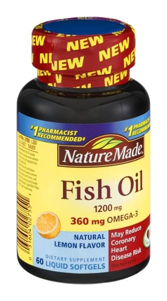 Nature Made Fish Oil Lemon Flavor 1200mg Liquid Softgels | Hy-Vee ...