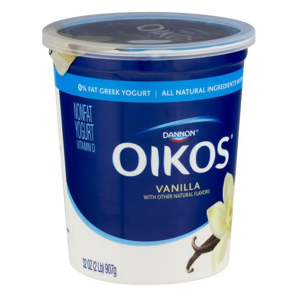 Dannon Oikos Vanilla NonFat Greek Yogurt HyVee Aisles Online Grocery
