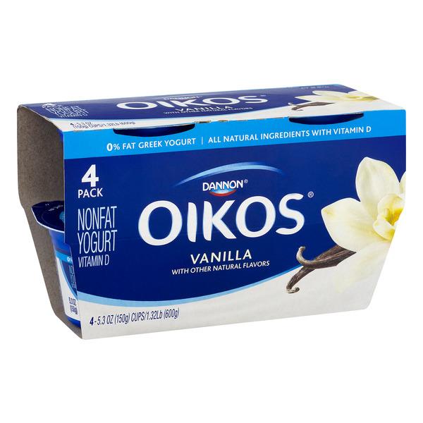 Dannon Oikos Vanilla Nonfat Greek Yogurt 4Pk Cups HyVee Aisles