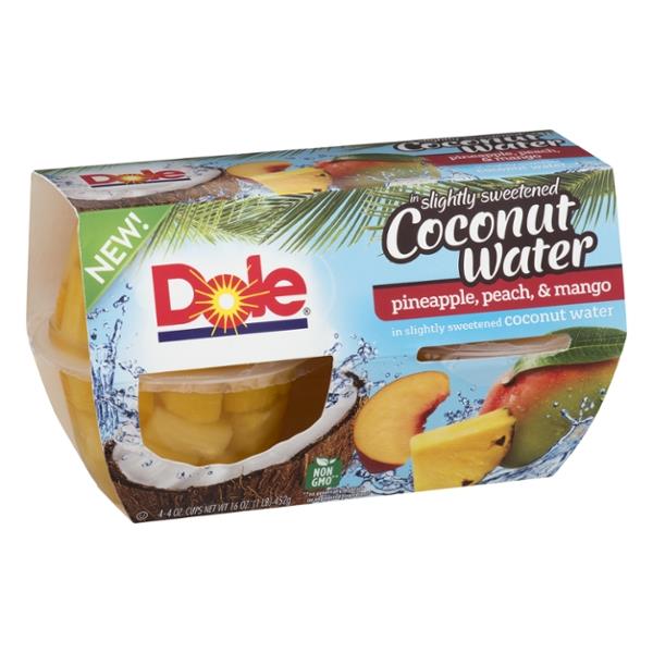 Dole Pineapple, Peach & Mango in Slightly Sweetened Coconut Water 4