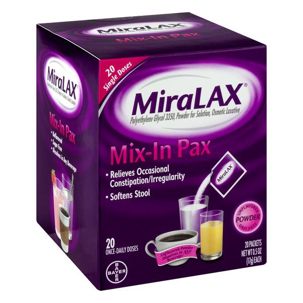 MiraLAX MixIn Pax Single Dose Packets Unflavored/Grit Free Laxative