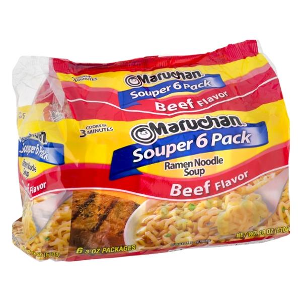 Maruchan Beef Flavor Ramen Noodle Soup Souper 6-Pack | Hy-Vee Aisles ...