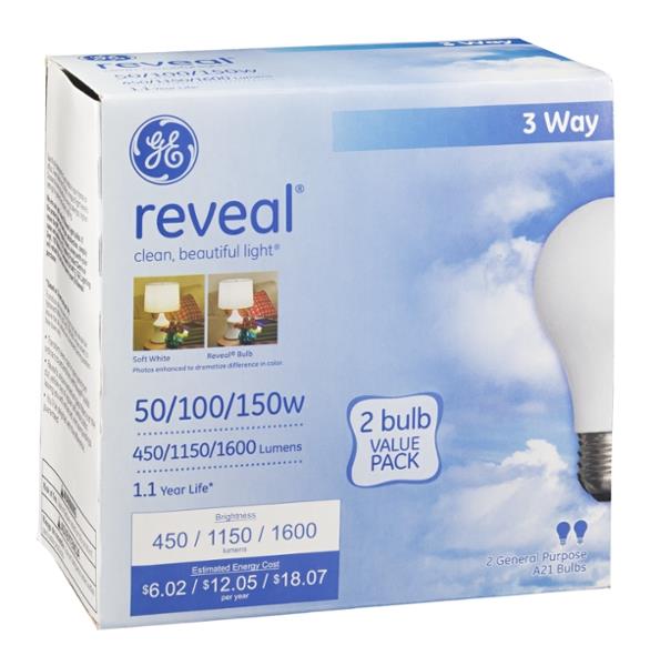 GE Reveal 3 Way 50/100/150 Watt Bulbs | Hy-Vee Aisles Online Grocery ...