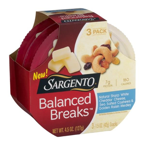 Sargento Balanced Breaks Natural Sharp White Cheddar Cheese, Cashews ...