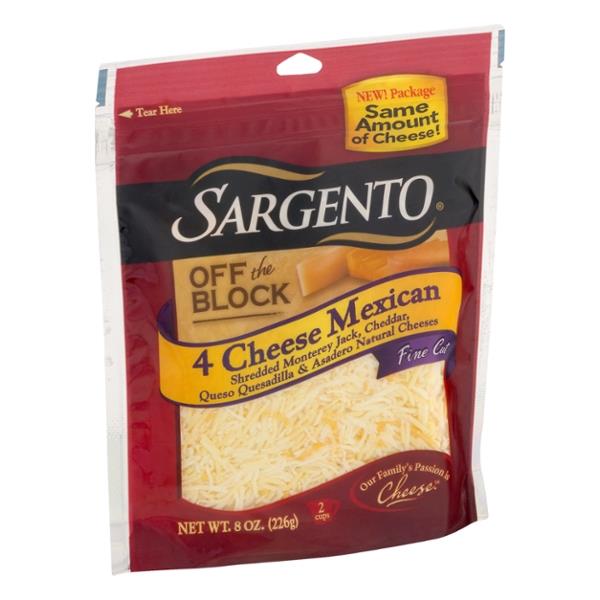 Sargento Off the Block 4 Cheese Mexican Fine Cut Shredded Cheese Hy