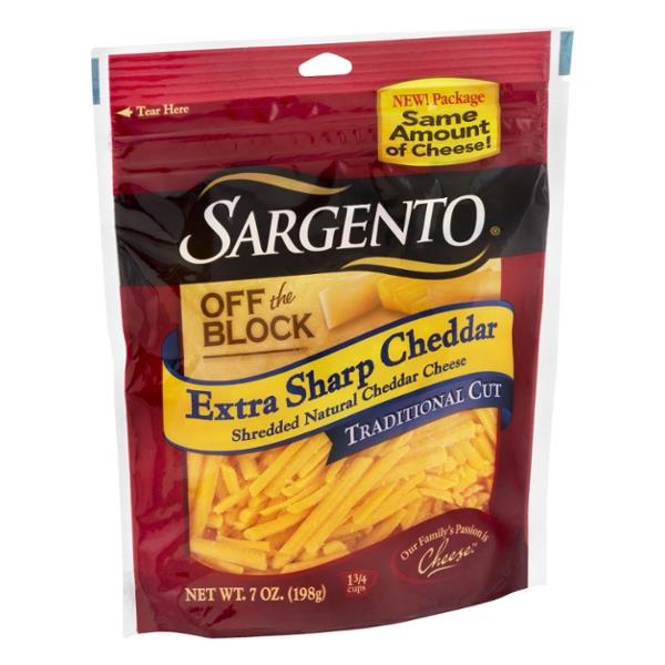 Sargento Off The Block Extra Sharp Cheddar Traditional Cut Shredded ...