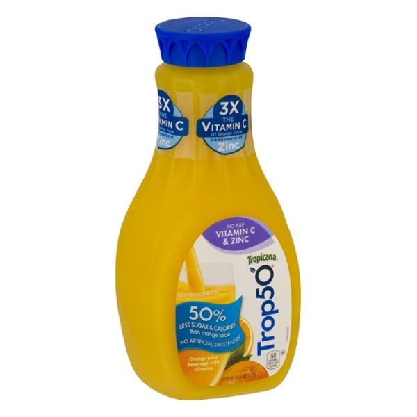 Tropicana Trop50 No Pulp Vitamin C & Zinc Orange Juice HyVee Aisles