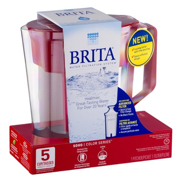 Brita Soho Red Color Series 5 Cup Pitcher | Hy-Vee Aisles Online ...