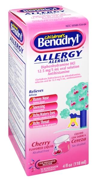 Children's Benadryl Cherry Flavored Allergy Liquid 