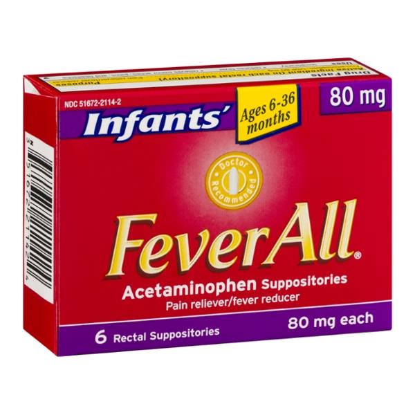 FeverAll Infant's Acetaminophen Suppositories Pain Reliever/Fever ...