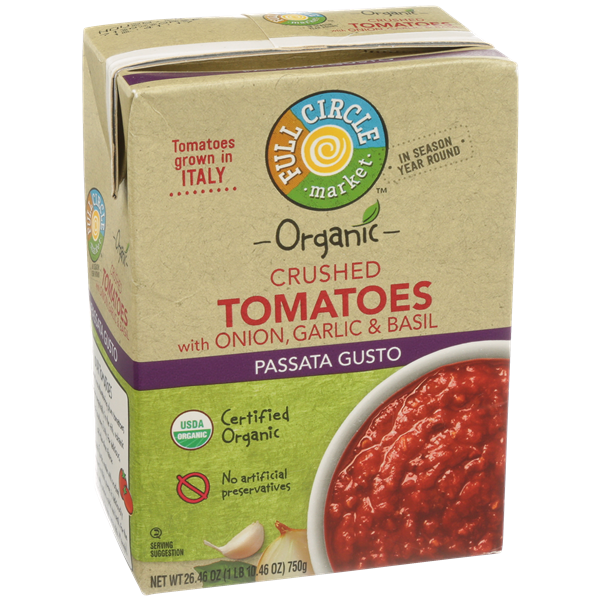 Full Circle Organic Crushed Tomatoes with Onion, Garlic & Basil Hy
