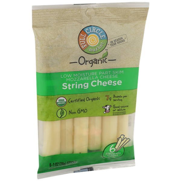 Full Circle Market Organic Mozzarella String Cheese 6-1 Oz Sticks | Hy ...