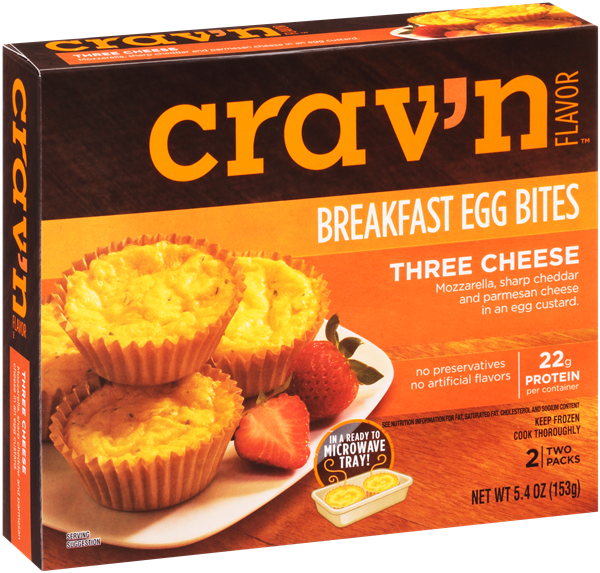 Crav'N Flavor Breakfast Egg Bites, Three Cheese Mozzarella, 22Pks Hy