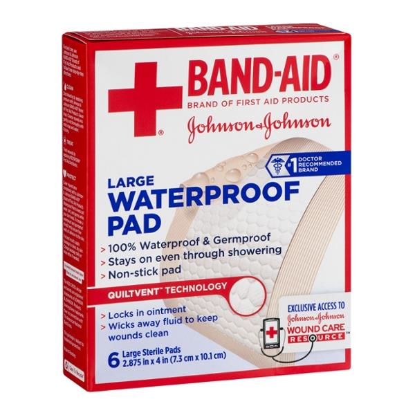 BandAid First Aid 2.875 in. x 4 in. Large Waterproof Pads HyVee