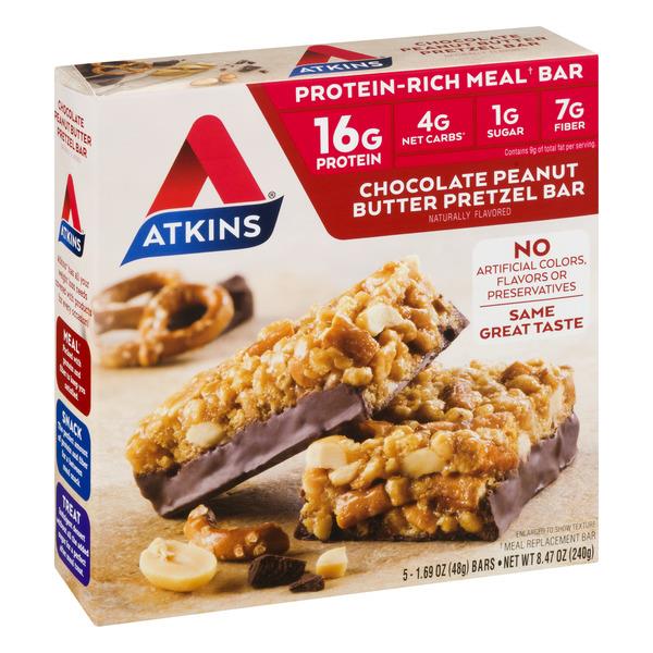 Atkins Chocolate Peanut Butter Pretzel Meal Bars 5-1.69 oz Bars | Hy ...