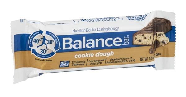 Prev Next Description Nutrition Facts Ingredients Balance Bar Cookie Dough Prev Next Description Nutrition Facts Ingredients Balance Bar Cookie Dough