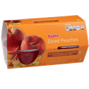 Hy-Vee Diced Peaches In Strawberry Gel, 4-4.3 oz Bowls