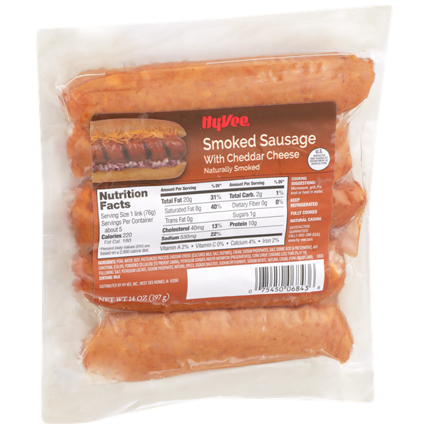 HyVee Smoked Sausage with Cheddar Cheese 5Ct HyVee Aisles Online