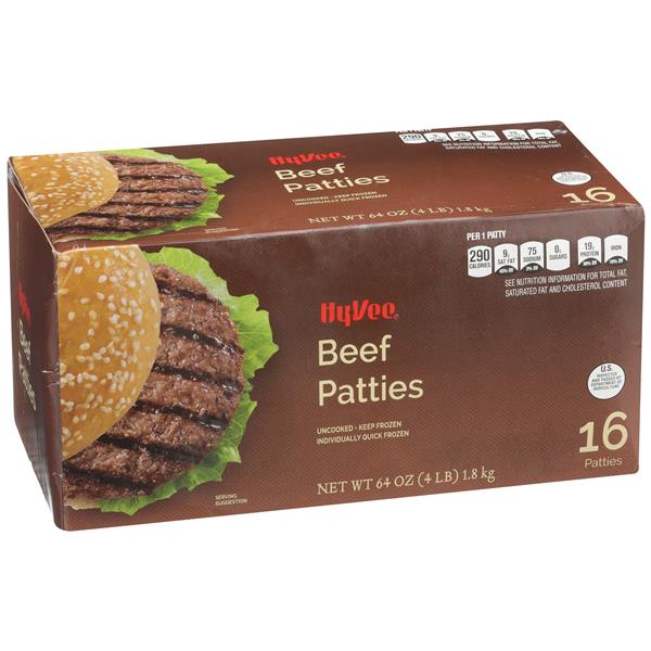 HyVee Frozen Beef Patties 16ct HyVee Aisles Online Grocery Shopping