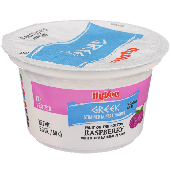 HyVee Fruit on the Bottom Raspberry Strained Nonfat Greek Yogurt Hy