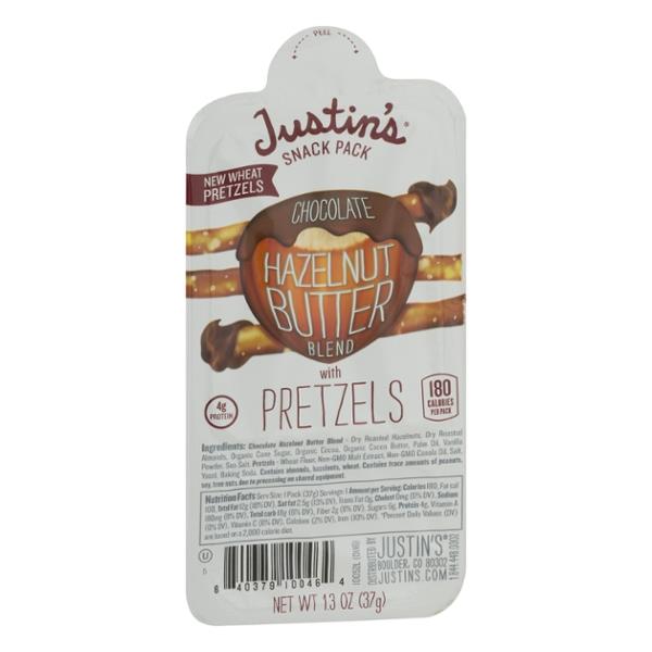 Justins Snack Pack, Chocolate Hazelnut Butter Blend With Pretzels Hy