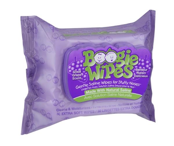 Boogie Wipes Gentle Saline Wipes For Stuffy Noses Grape 30 Wipes